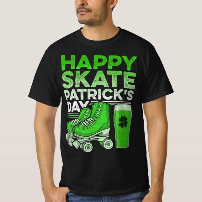 Funny StPatrick's Day Roller Skates Beeer  T-Shirt (Vorderseite)