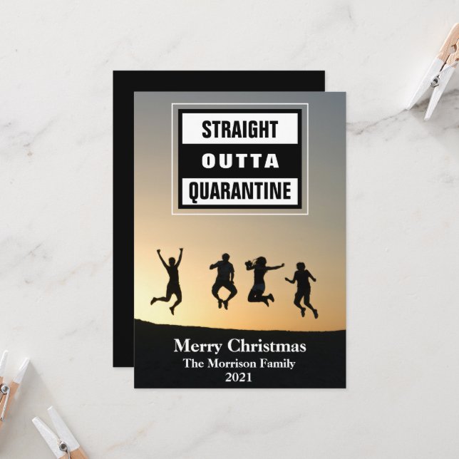 Funny Straight Outta Quarantine Foto Weihnachten (Vorderseite/Rückseite Beispiel)