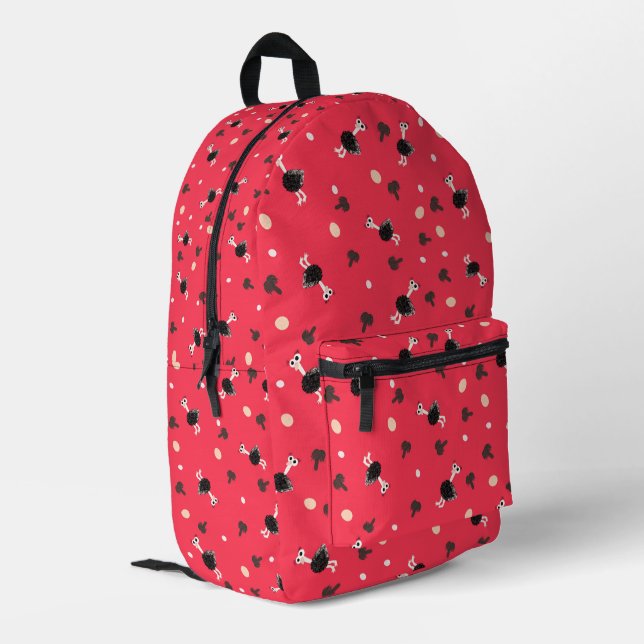 Funny-Straußenmuster Bedruckter Rucksack (Rückseitige Ecke links)