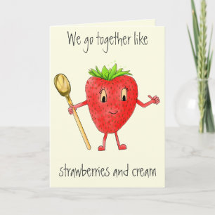 Funny Strawberry & Cream Quirky Cartoon Liebe Art Karte