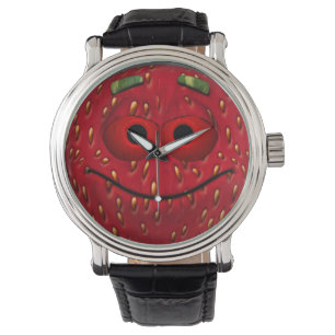 Funny Strawberry Emoticon Armbanduhr