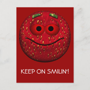 Funny Strawberry Emoticon Postkarte