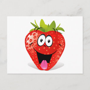 Funny Strawberry Face Sticken aus Zunge Postkarte