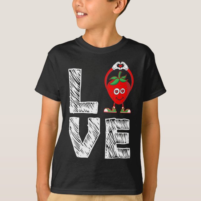 Funny Strawberry Fruit Lover Eater - I Liebe Straw T-Shirt (Vorderseite)