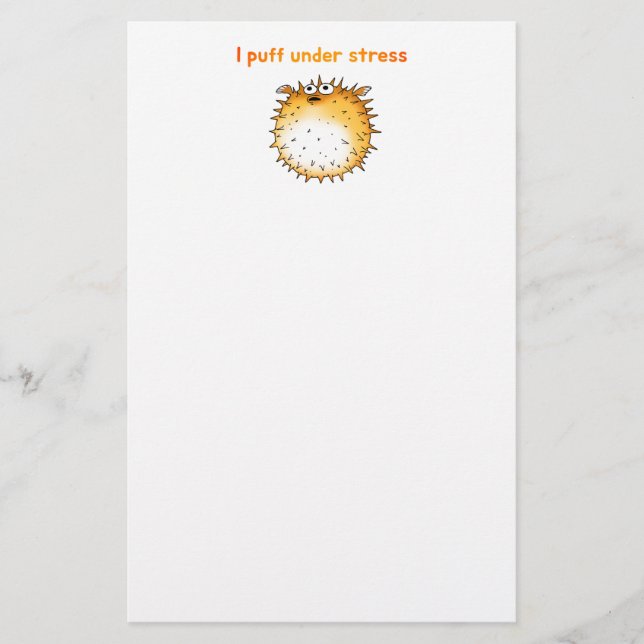 Funny Stressed Puffer Cartoon Briefpapier (Vorderseite)