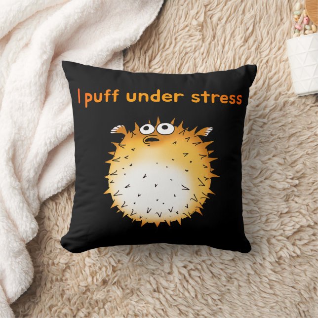 Funny Stressed Puffer Cartoon Kissen (Decke)