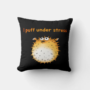 Funny Stressed Puffer Cartoon Kissen