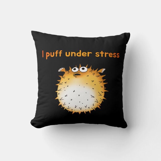 Funny Stressed Puffer Cartoon Kissen (Vorderseite)