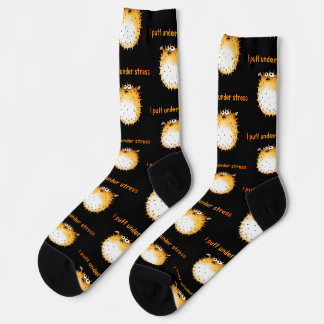 Funny Stressed Puffer Cartoon Socken