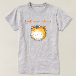 Funny Stressed Puffer Cartoon T-Shirt
