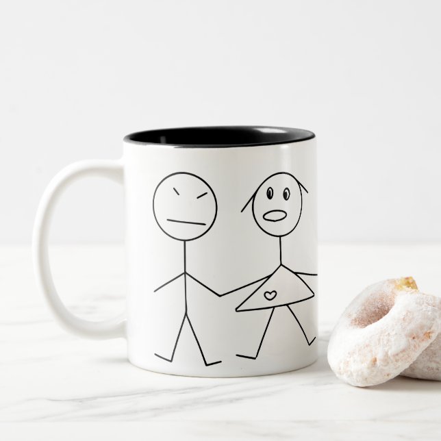 Funny Strichmännchen Couple Kaffee Tasse (Mit Donut)