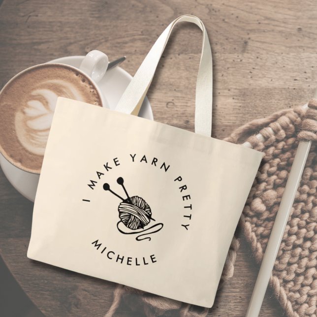 Funny Stricken Ich mache Garn Hübsch Personalisier Jumbo Stoffbeutel (knitting tote bag gift for knitter )