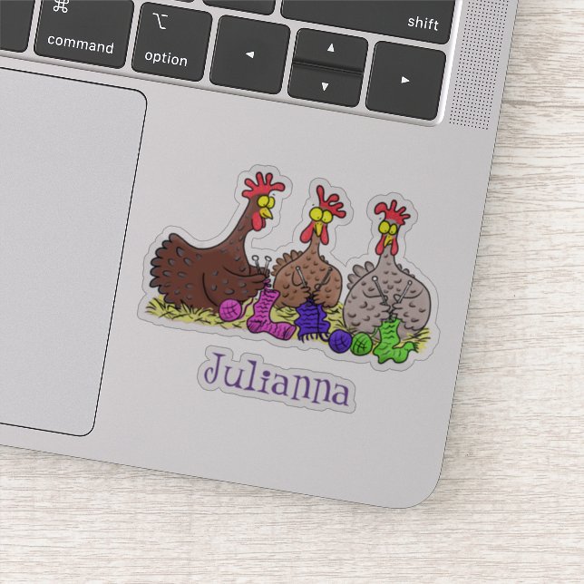 Funny Strickens Chickens Cartoon Aufkleber (Detail)