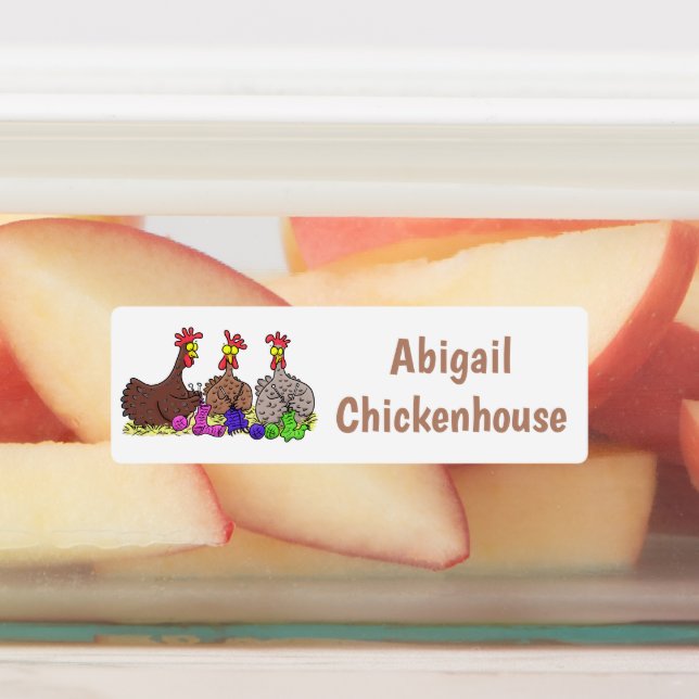 Funny strickens chickens Cartoon personalisiert Etiketten (Befestigt)