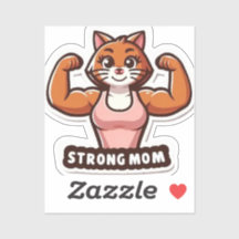Funny Strong Cat Mom Sticker