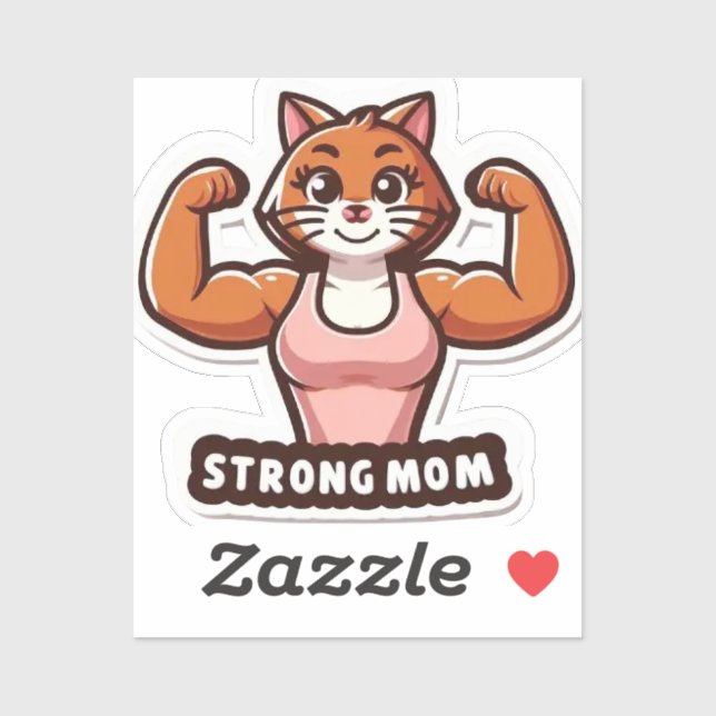 Funny Strong Cat Mom Sticker (Blatt)
