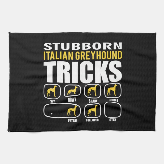 Funny Stubborn Italian Greyhound Tricks Geschirrtuch (Horizontal)