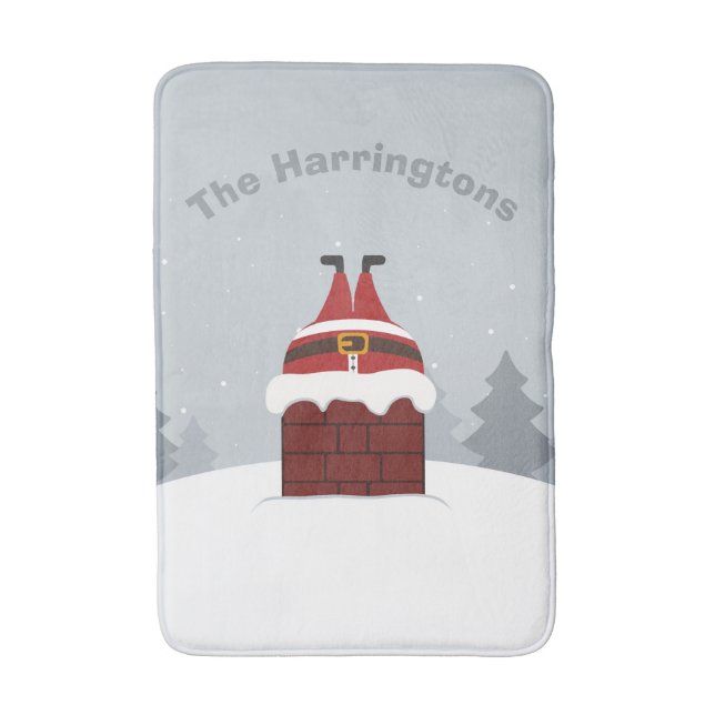 Funny Stuck Santa individuelle Name Badematten (Vorderseite Vertikal)