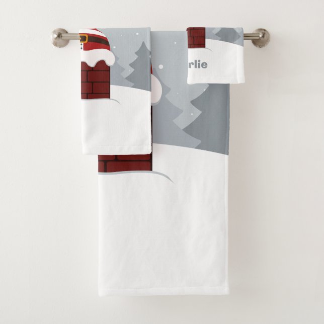 Funny Stuck Santa individuelle Name Handtuchhandtu Badhandtuch Set (Insitu)