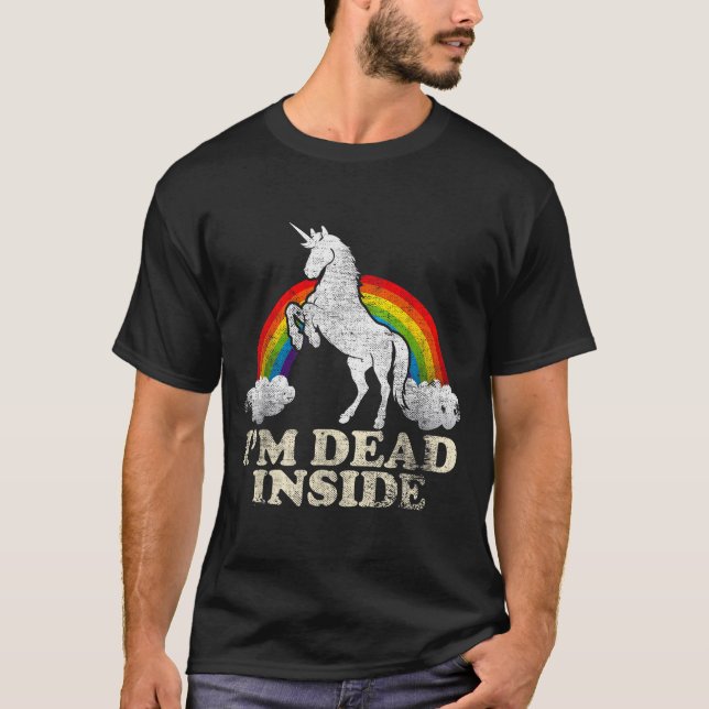 Funny Stuff - Unicorn I'm Dead Inside Sarcastic De T-Shirt (Vorderseite)