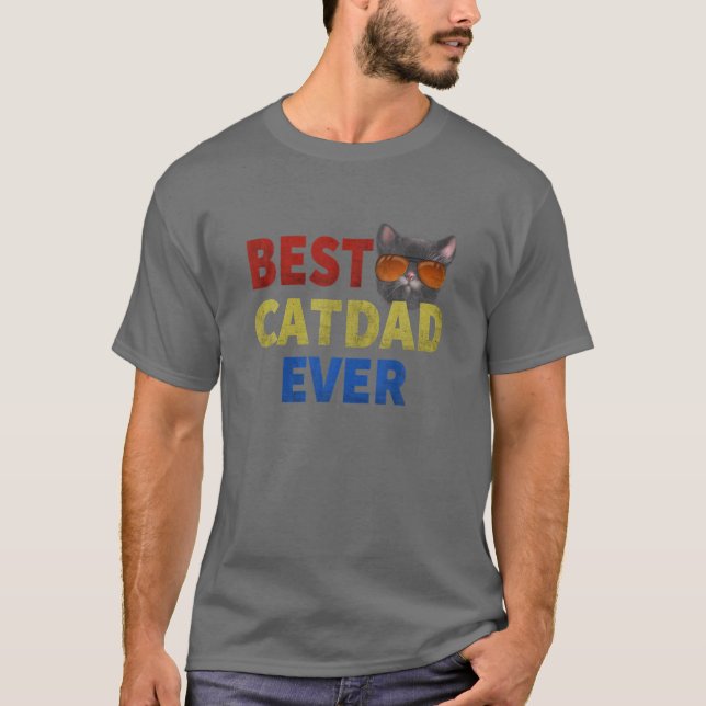 Funny Style Cat Best Cat Vater Ewiger T-Shirt (Vorderseite)