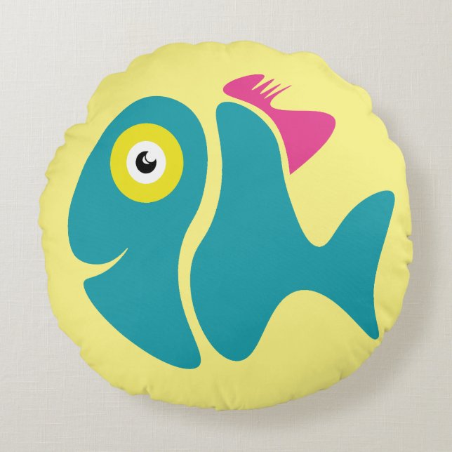 Funny Stylish Fish Rundes Kissen (Vorderseite)