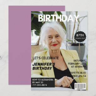 Funny Stylish Foto Magazine 87. Geburtstag Einladung