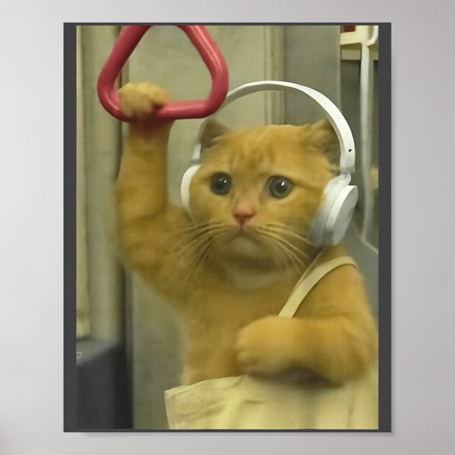 Funny Subway Cat Meme Stud Brainrot Cats Humor Kit Poster (Vorne)