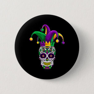Funny Sugar Skull Mardi Gras Party Bekleidung Button