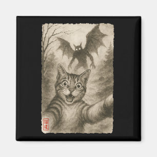 Funny Sumi-e Kawaii überrascht skared Cat Selfie W Magnet