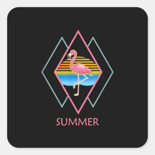 Funny Summer Flamingo   Niedlich Flamingo Lover Quadratischer Aufkleber