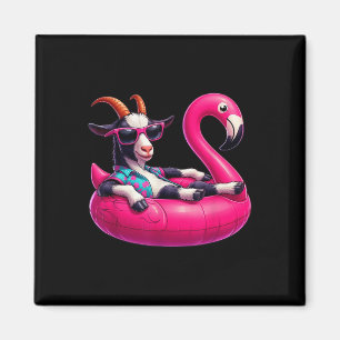 Funny Summer Goat Pink Pool Party Hawaiian Sommer Magnet