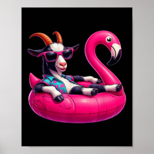Funny Summer Goat Pink Pool Party Hawaiian Sommer Poster