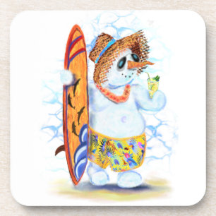 Funny Summer Snowman Surfer Drinks Frische Cocktai Getränkeuntersetzer