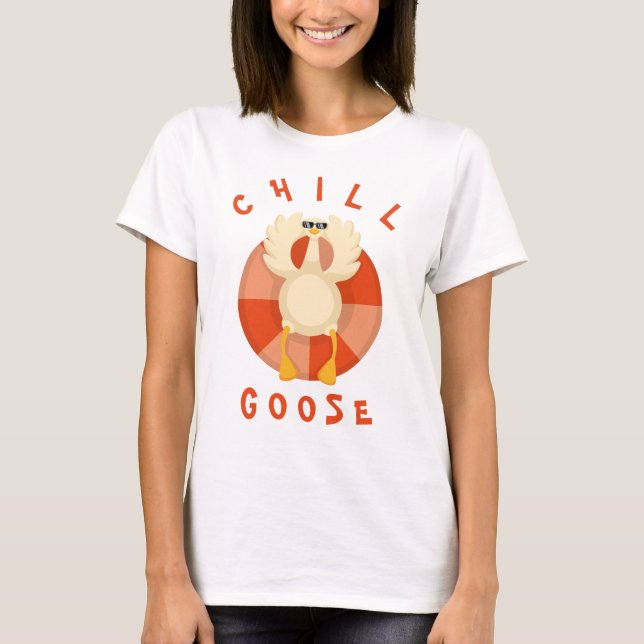 Funny Summer Vacation Beach Chill Goose Schwimmbad T-Shirt (Vorderseite)