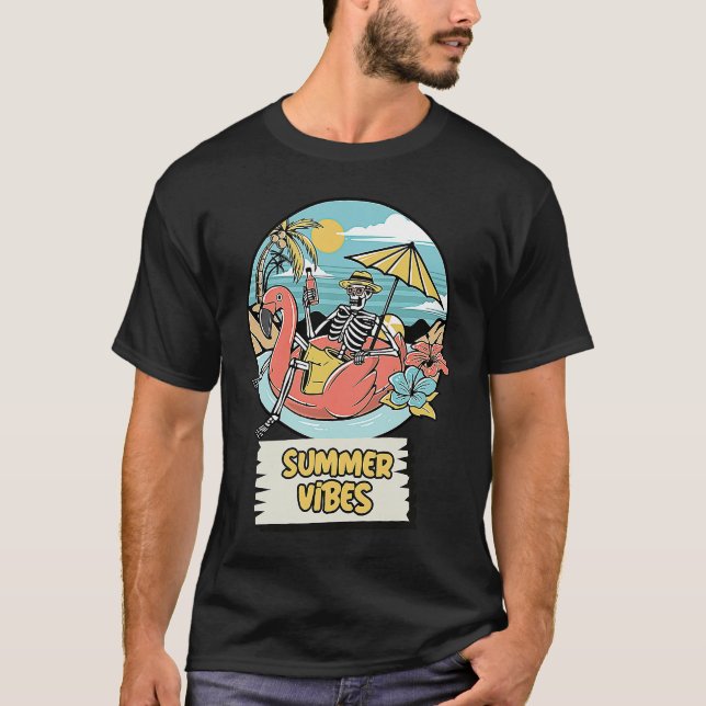 Funny Summer Vibes Hawaii Skeleton Holiday Beach S T-Shirt (Vorderseite)
