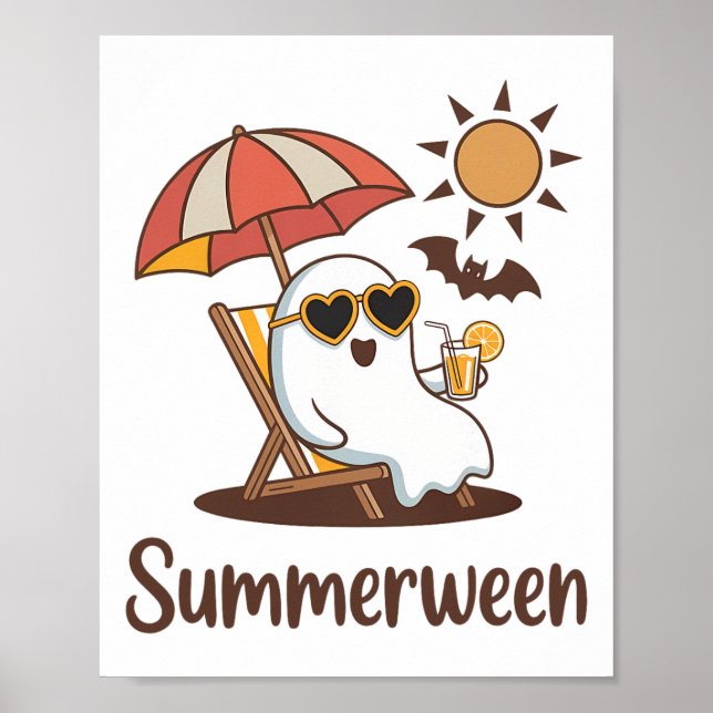 Funny Summerween Niedlich Spooky Summer Ghost Hall Poster (Vorne)