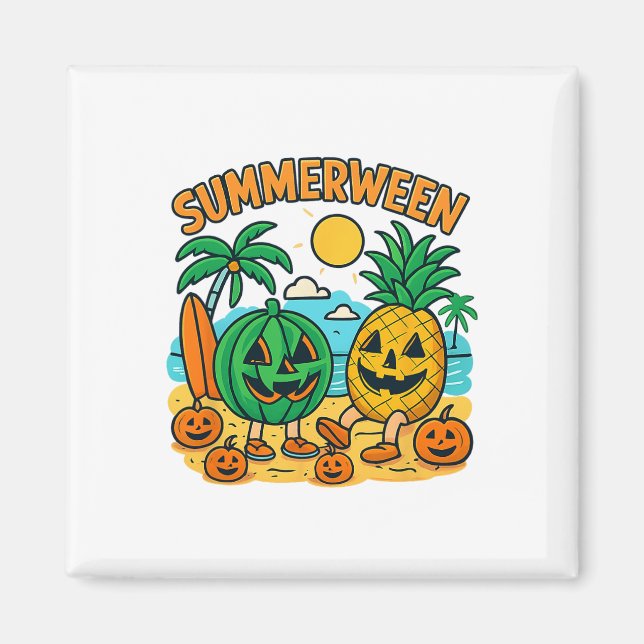 Funny Summerween Niedliche Wassermelone und Ananas Magnet (Vorne)