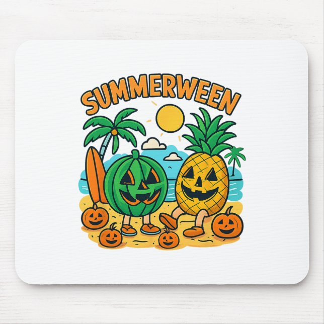 Funny Summerween Niedliche Wassermelone und Ananas Mousepad (Vorne)