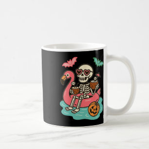 Funny Summerween Skelett schweben in Flamingo Cut Kaffeetasse