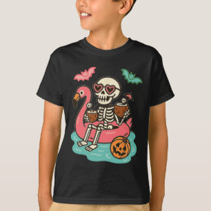 Funny Summerween Skelett schweben in Flamingo Cut T-Shirt