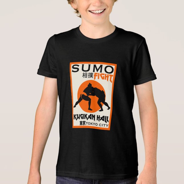Funny Sumo Wrestler Tri-Blend Shirt (Vorderseite)