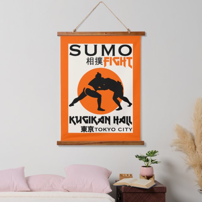 Funny Sumo Wrestler Wandteppich Mit Holzrahmen (Schlafzimmer)