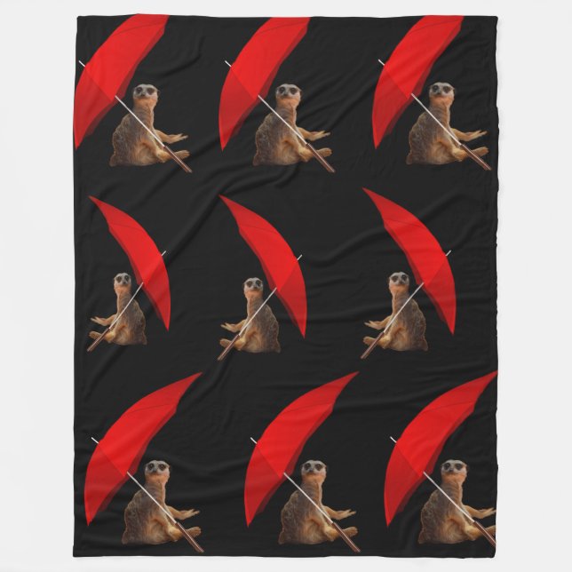 Funny Sun Smart Meerkat unter dem Regenschirm, Fleecedecke (Vorderseite)