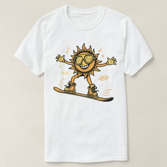 Funny Sun Snowboarding T-Shirt (Design vorne)