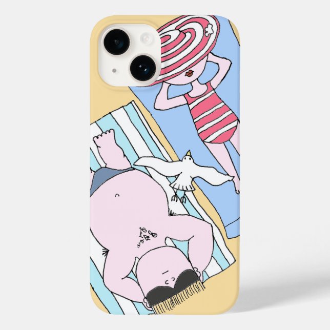 Funny Sunbaden Couple Cartoon Seaside Art Case-Mate iPhone Hülle (Rückseite)