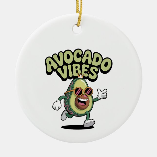 Funny Sunglasses Avocado Keramik Ornament (Vorne)