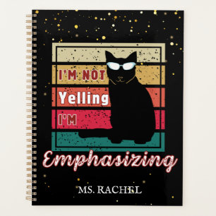 Funny Sunset Grid Cat Lover Teacher Planer
