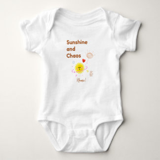 Funny "Sunshine and Chaos" Baby T-Shirt - Cute Kaw Baby Strampler