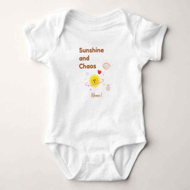 Funny "Sunshine and Chaos" Baby T-Shirt - Cute Kaw Baby Strampler (Vorderseite)